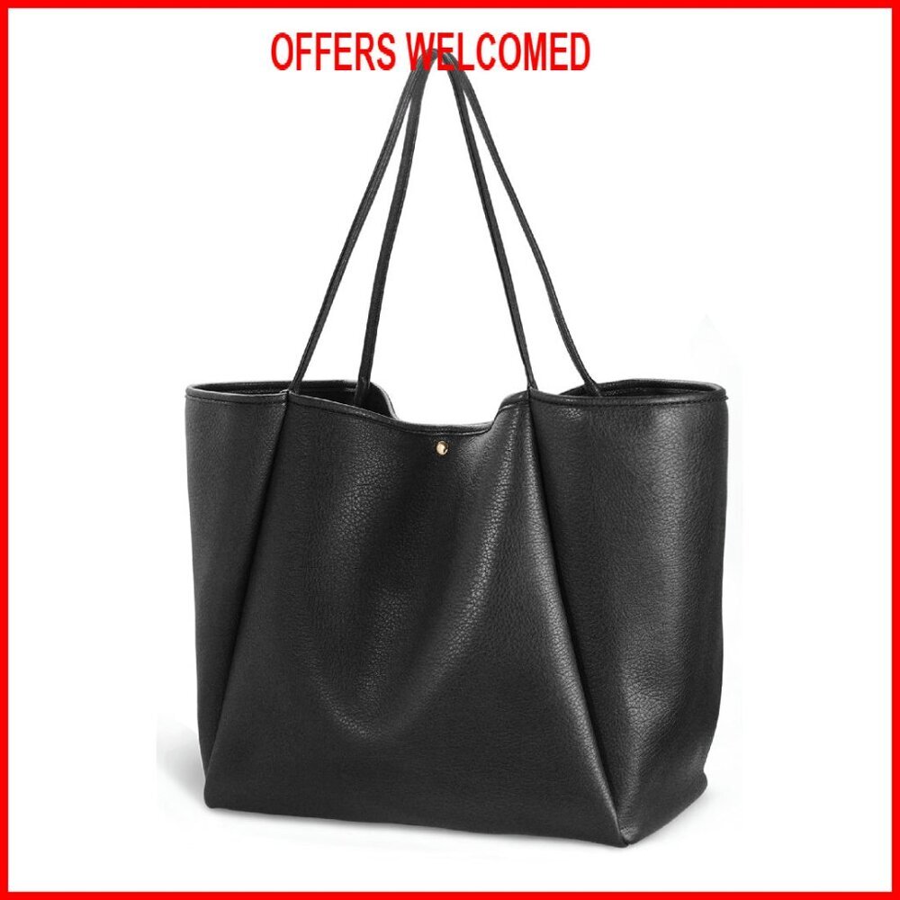 Oversize Pu Leather Tote Weekender Bag Travel Purse Shopper Handbag